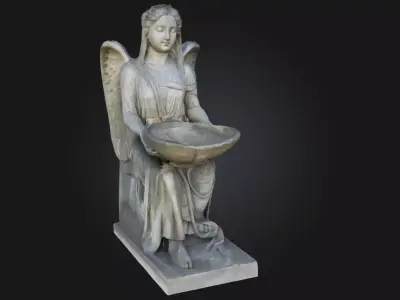 Angel with Shell Basin  Ornamental Sculpture Model for Sacred  3D model