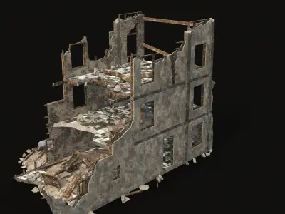 DESTROYED BUILDING 03 Low-poly 3D model