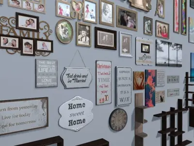 Picture Frame and Wall Decoration Low-poly 3D model
