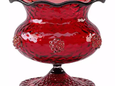 Salviati Murano Red Art Glass Pedestal Bowl circa 1950 1960 3D model