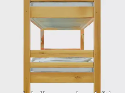 Wooden Bunk Bed with Bedding Model Low-poly 3D model
