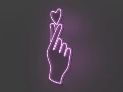 Korean Love Sign - Neon Sign 3D model