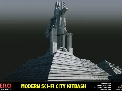 MEGA SCI-FI BUILDINGS KITBASH 3D model
