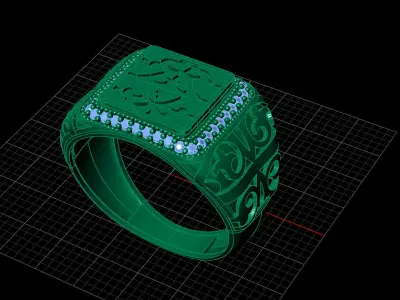 Print Ready STL 3DM  Gents Rings Diamond Men Ring  3D print model 131