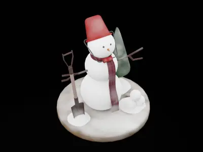 Christmas Snow Man Low-poly 3D model