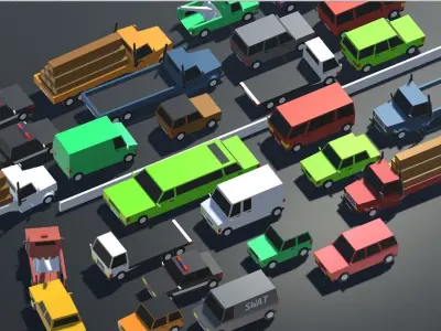 Low Poly Toon type Cars Pack with 10 plus vehicles Low-poly 3D model