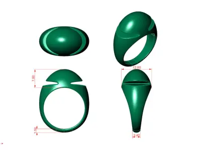 Cabochon ring bvlgari size55 3d print model 3D print model