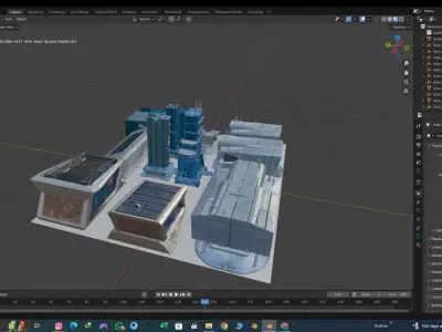 Futuristic Sci Fi City Block  Low-Poly Modular Pack Low-poly 3D model