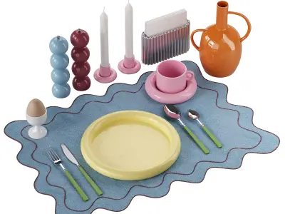 Colorful Restaurant Tableware 3D model