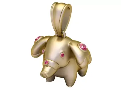 Golden Baby Elephant Pendant 3D print model