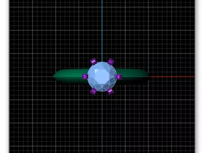 round solitaire engagement jewelry ring 3D print model