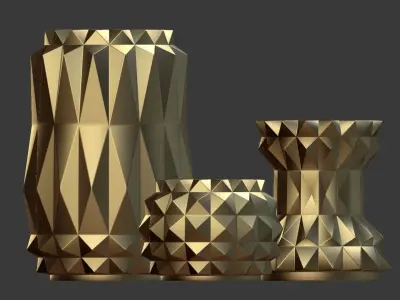 Modern Decor Vase Set - Ombre 3D model
