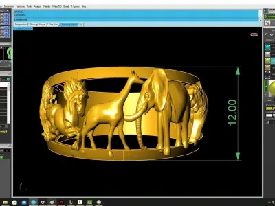 Luxury Horse Motif Openwork Signet Ring for Men 4319 3D print model