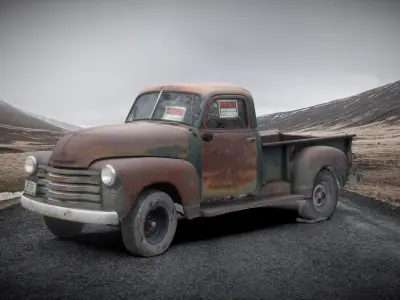 Rusted 1957 Chevrolet Truck 3D scan Low-poly 3D model