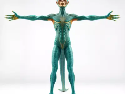 Reptilian Humanoid Character Model Pack for Games and Animation Low-poly 3D model