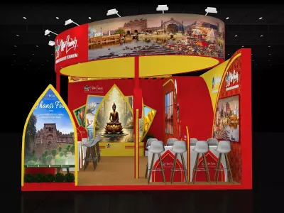 9mtr x 5mtr expo stall 2side open Exhibition Stand Design Low-poly 3D model