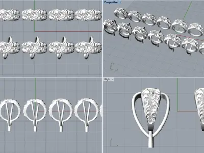 Gemstone signet ring Golden Ratio R58 all sizes 3D print model