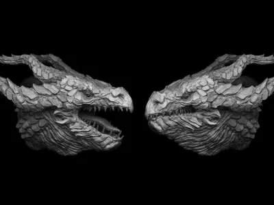 20 Dragon Head IMM Brush and OBJ 3D model
