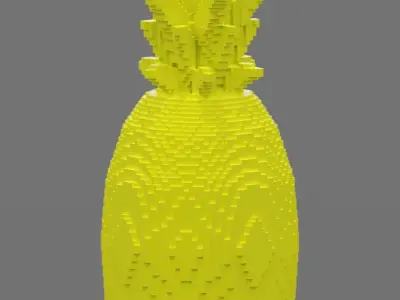 Voxel Pineapple Low-poly 3D model