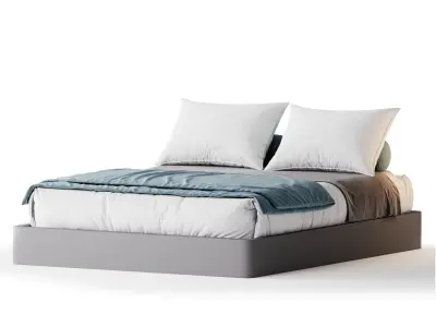 Grey Platform Bed 3D model