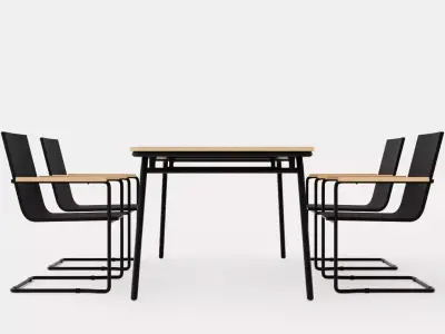 Hono dining set Low-poly 3D model