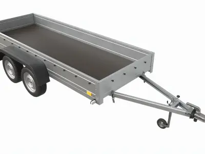 Double axle car trailer jockey wheel extended 3D model