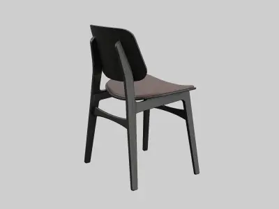Soborg Chair Model-3052-leather 96 and black wood Low-poly 3D model
