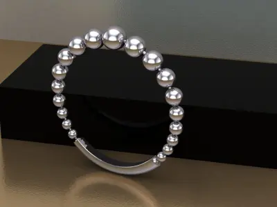 Modern Beaded Ring  - Gold and Silver Variants Free 3D print model