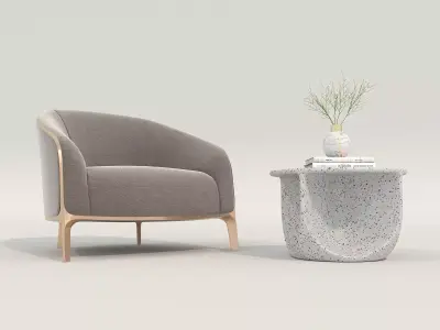 Modern Coffee Table and Armchair Set 71 3D model