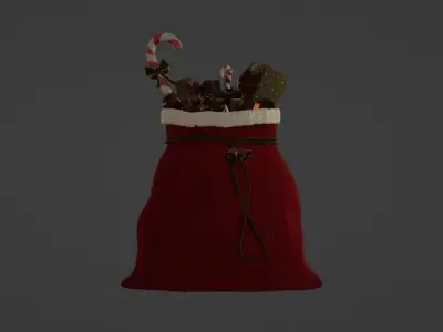 Christmas Gifts on Santa s Bag Low-poly 3D model