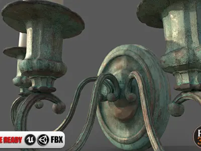 Old Wall Candlestick -1A Low-poly 3D model