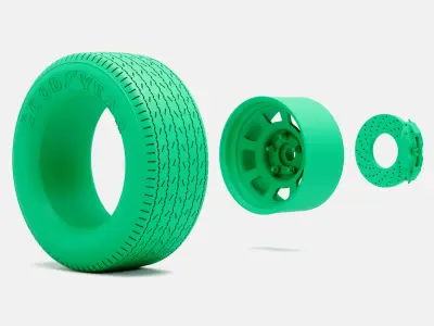 15x8 Bassett D-Hole Wheel Goodyear Blue Streak 700 Tire 3D print model