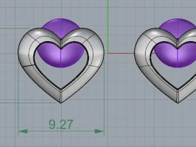 HEART Stud Earrings LOVE GIFT For Valentines Day 3D print model