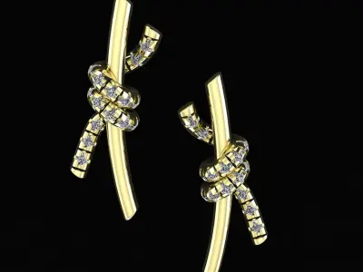 Tiffany Knot Small Earrings with Diamonds 3d printing model 3D print model