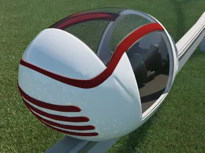 Monoriel futuristic train on track 3D model