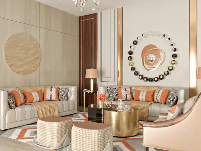 Modern Interior Reception Scene Low-poly 3D model