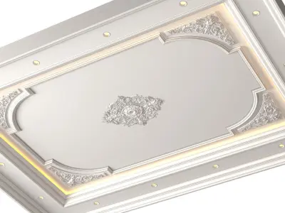 Ceiling coffered with lighting in a classic style 3D model