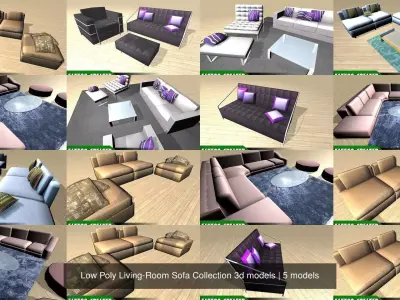 Low Poly Living-Room Sofa Collection 3d models 3D Model Pack