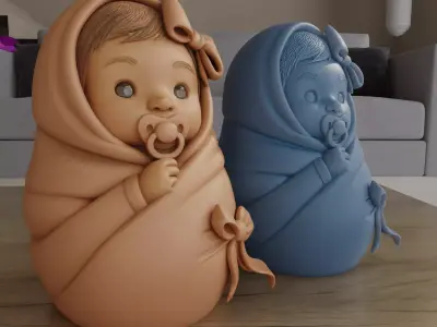 Sweet Swaddled Baby Girl STL bring  cutness and purity 3D print model