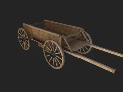 Medieval Wooden Horse Cart Variation 3 - Low Poly And Game Ready Low-poly 3D model