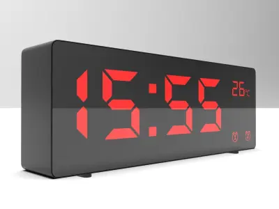 CLOCK BLACK RED Low-poly 3D model