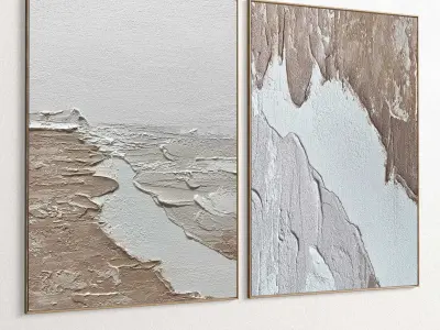 Plaster Two Photo Frame 341 Low-poly 3D model