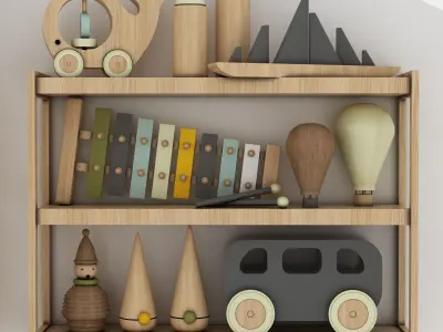 toys and furniture set  Low-poly 3D model
