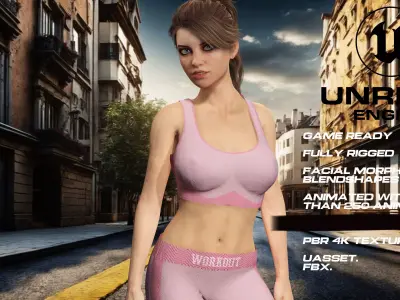 workout girl full rigged - game ready - animated Low-poly 3D model