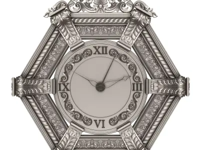 Classic Wall Clock 17 Chrome Low-poly 3D model