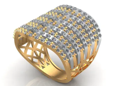 Unique Gold Diamonds Ring 3D print model purchase