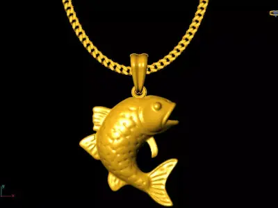 Fish pendant charms - one inch pendant 3D print model 2