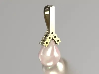 Teardrop Pearl Pendant with Diamond Crown Bail pp0065 3D print model
