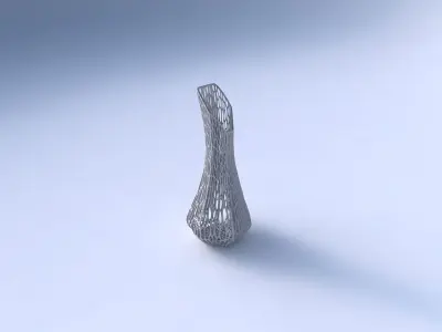 Vase top bent hexagon 2 with organic lattice and twisted thic... 3D print model