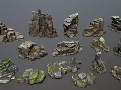 Maya Ruin Rocks Low-poly 3D model